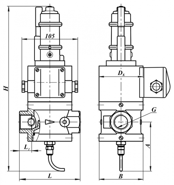 Клапаны электромагнитные двухпозиционные муфтовые DN 15-32, стальные, с медленным открытием и датчиком положения. 