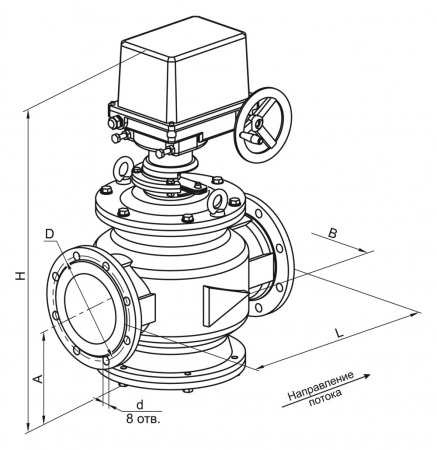 Заслонки регулирующие DN 125-200, стальные, с электроприводом (пропорциональное регулирование, привод SP2-Ex) во взрывозащищенном исполнении